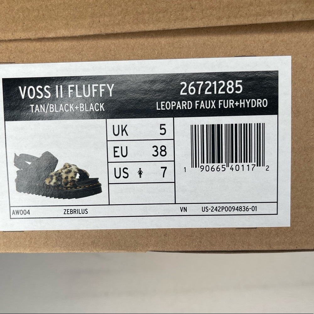 Dr. Martens Voss II Fluffy Leopard Print Sandals - Picture 8 of 11
